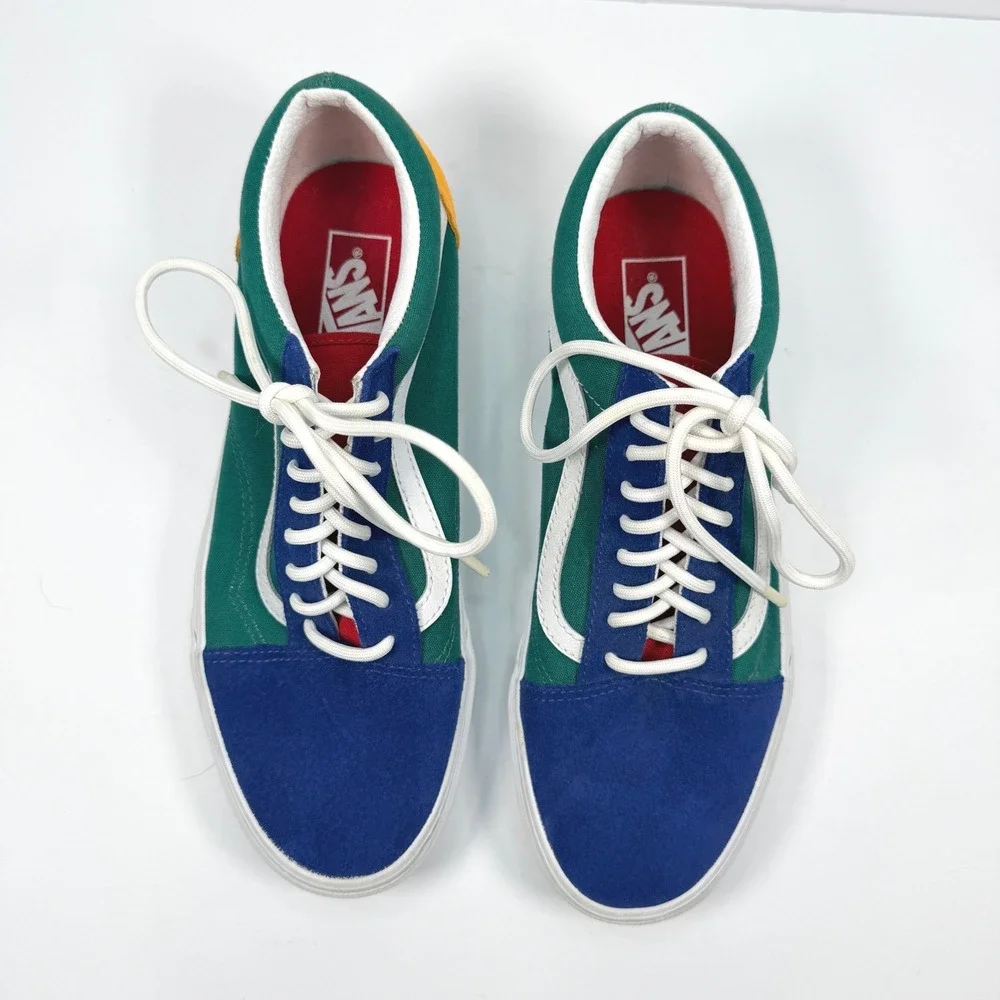 EUC Vans Mens 9.5 Old Skool Yacht Multi-Color Colorblock Canvas Suede Sneakers